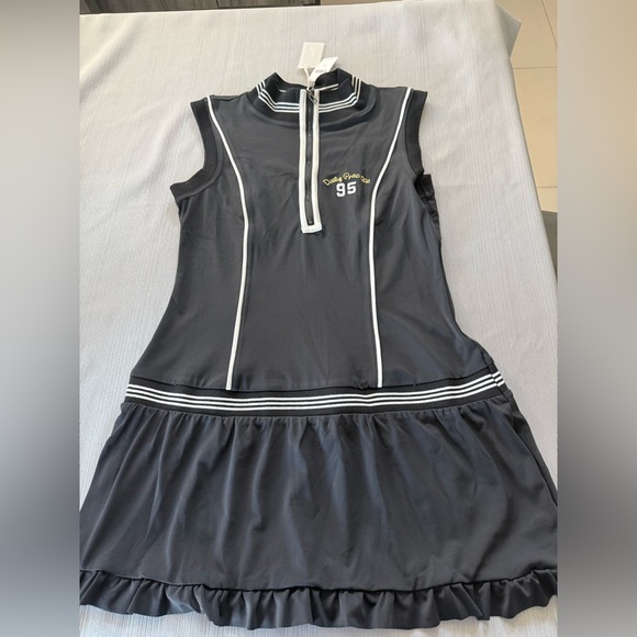 Daily Practice Black Quarter Zip Drop Waist Mini Dress Size M NWT - Picture 4 of 6
